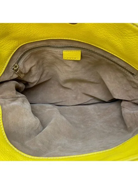 Celine Hand Shoulder Bag Leather Yellow Travel Formal - Picture 6 of 16